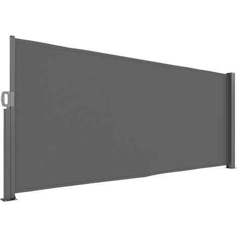 Store latéral rétractable occultant protection visuelle avec fixation murale revêtement store latéral de paroi store de paroi brise-vent 300 x 140 cm store pour balcon terrasse jardin gris foncé