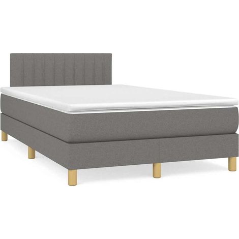 Boxspringbett mit Matratze & LED Dunkelgrau 120x190 cm Stoff vidaXL