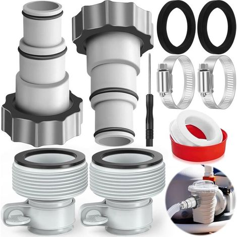 Adaptateur tuyau piscine 32-38 mm – Raccord pour pompe filtration – Étanchéité pour systèmes de filtration – Lot de 2 adaptateurs (1/4)