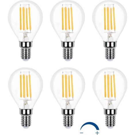 E14 LED-Kugellampe, dimmbar, warmweiß 2700 K, 400 Lumen, 230 V Wechselstrom, G45 E14 LED 4 W (entspricht einer 40-W-Glühlampe), kleine dekorative E14 LED-Kugellampe für Kronleuchter, 6er-Pack