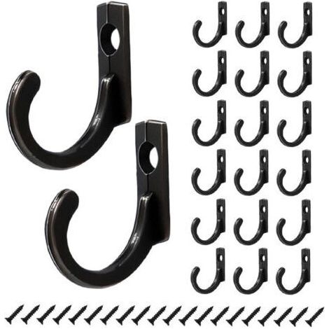 20 Pièces Accroche Serviette Salle de Bain, Alliage de Zinc Crochet Mural Noir, Noir Patere Porte Manteau, pour Suspendre Clés, Chapeaux (1/5)
