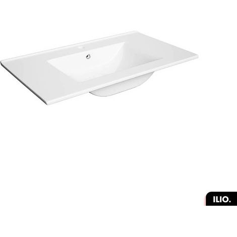 Otitec – Vasque à encastrer céramique blanche 80 cm – Siphon inclus – Résistante aux rayures et antibactérienne – Installation simple (1/3)