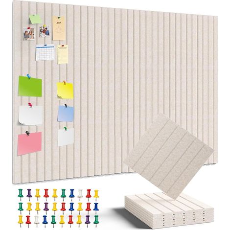 6 Pièces Tableau Liege Mural Feutre pour Bureau Maison Beige 30x30cm (1/5)
