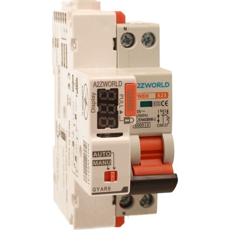 MCB Interruttore Magnetotermico Con Riarmo Automatico, Curva B 1P+N 2M 6000A AC 230V PN8H, 3 Tentativi (10s/60s/300s), Corrente Disponibili 6A 10A 16A 20A 25A 32A (25A)