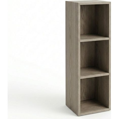 Libreria Colonna Moderna 30x24x80 cm Mobile Scaffale Soggiorno Verticale rovere grigio