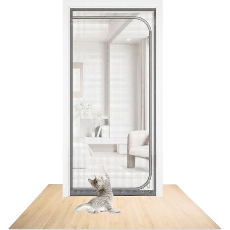 Filet anti-moustiques pour balcon, anti-fuite, anti-insectes, moustiquaire pour porte, 95 x 210 cm (noir) (1/5)