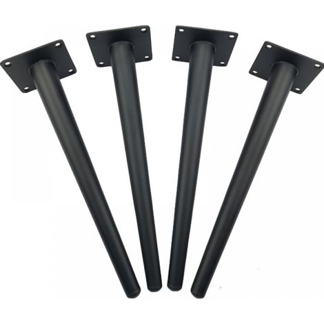 4 Stück Tischbeine Schräge Kegel Möbelbeine aus Metall Schrankfüße mit Schrauben Schwarz - 40cm (1/5)