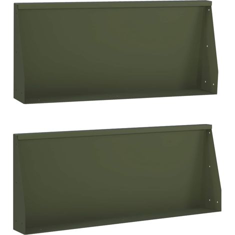 vidaXL Muro de Contención 2 uds. 100 x 12 x 50 cm Acero Verde oliva (1/2)