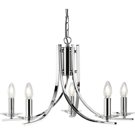 Searchlight Ascona - Luminaire suspendu à 5 bras multiples, chrome, verre cinq, E14 (1/4)