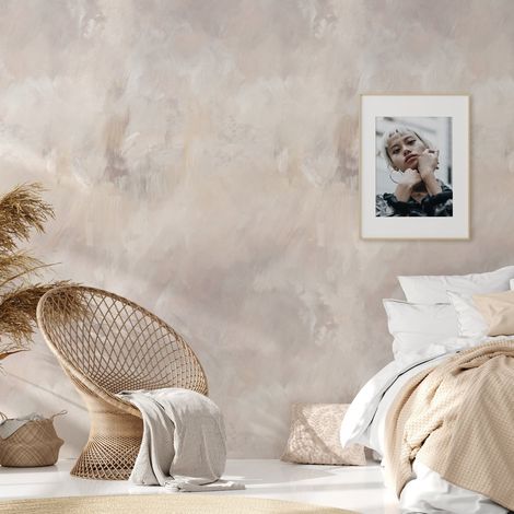 Papel pintado elegante beige para sala de estar moderna Stucco Veneziano