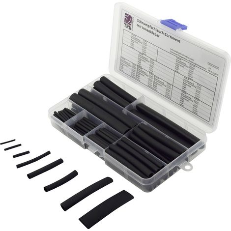 TRU COMPONENTS TC-6793940 Schrumpfschlauchsortiment Schwarz Schrumpfrate:3:1 100 St. (1/2)