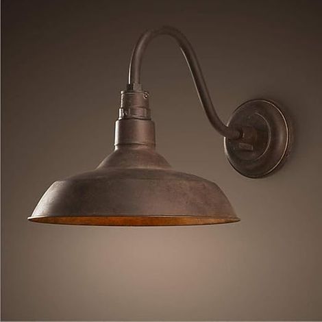 Antique Wall Lamp Outdoor Gooseneck Dome Sconce Retro Industrial E27 Waterproof Wall Lamp Rustic Bronze Black Barn Around Shade Warehouse Loft Balcony Area Pav B (1/5)