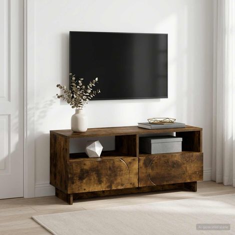vidaXL Meuble TV 90 x 34,5 x 40 cm Chêne fumé Bois d'ingénierie (1/5)