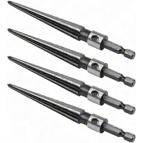 Alésoir conique 4X, tige hexagonale cannelée 3-13 mm, outil manuel pour le chanfreinage des trous de chevilles de pont en bois (1/5)