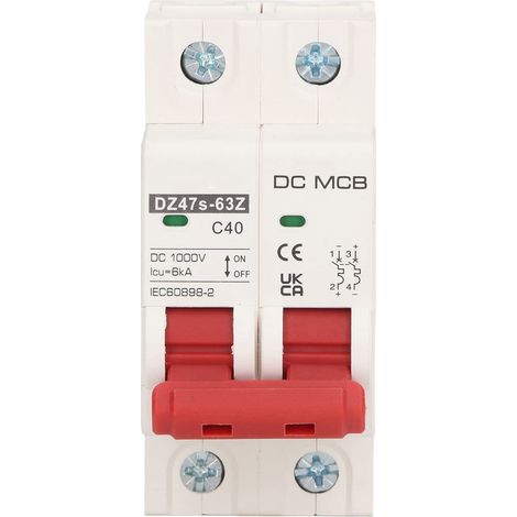 Interruttore automatico CC bipolare con guida DIN, interruttore magnetotermico da 1000 V 40 A con capacità di interruzione di 6 kA. (1/5)