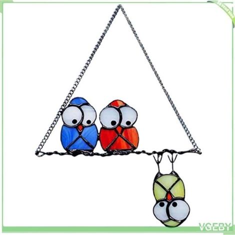 Pendentif Hibou Multicolore - Alliage de zinc - 25 x 18 cm - Décoration murale (1/4)