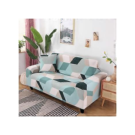 Stretch-Sofabezug, bedruckter Couchbezug, Sesselbezug für Polstersofas, elastischer Universal-Möbelschutz mit 1 Kissenbezug, katzensicher