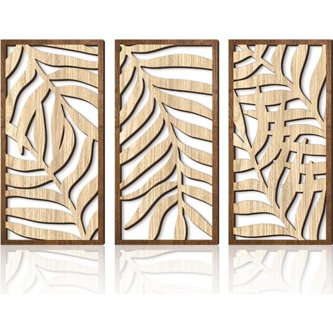 Lot de 3 Décoration Murale Bohème - 40 x 20 cm, tableau decoration murale- Style naturel - Pour salon et chambre à coucher (1/5)
