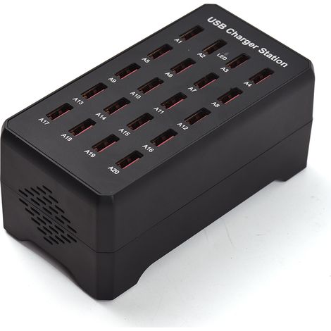 Chargeur USB-C multiports 20 ports 100 W intelligent, chargeur rapide, hub de charge USB-C pour plusieurs appareils, protection de sécurité (1/5)