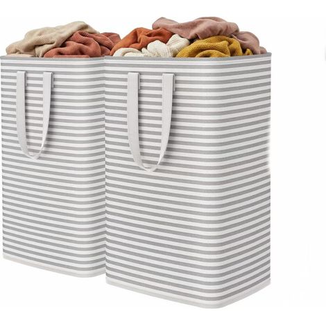 Panier À Linge - 80 L - Structure Autoportante - Matière Polyester Épais Avec Revêtement PE Imperméable - Poignées Renforcées - Pliable - Pour Chambre À Coucher Salle De Bain Bureau Et Résidence Étudi (1/5)