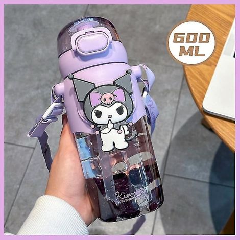 Gobelet à paille 600 ml, motif Kuromi Cinnamoroll Melody, pour enfants, idéal pour le sport, le thé et le café. Cadeau parfait pour les filles. (1/4)