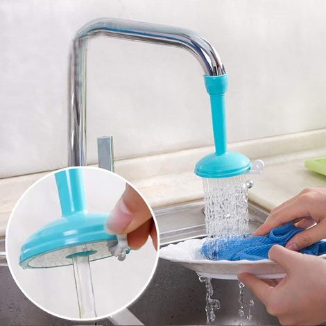 Ensemble d'extension de robinet 2 pièces, tige d'extension pivotante à 360 degrés pour évier, accessoires de robinet de cuisine, tige d'extension de robinet pivotante universelle, 10,56,5 cm, bleu.