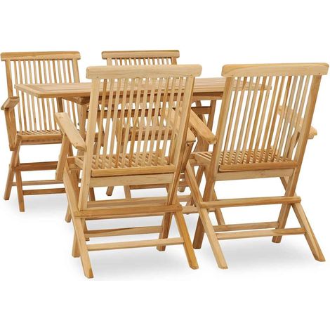 Set da Pranzo per Esterni 5 pz in Legno Massello di Teak vidaXL (1/5)