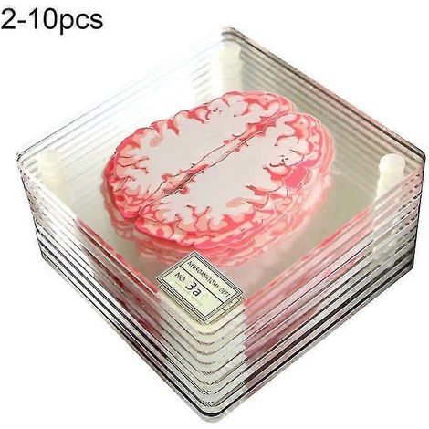Dessous de verre acrylique horrifique, motif cerveau taché de sang, résistant à la chaleur, idéal pour Halloween, lot de 6 ou 10 pièces (1/5)