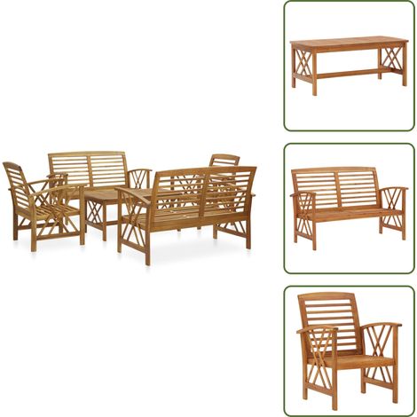 Banco de jardín - vidaXL Juego de muebles de jardín 5 piezas madera maciza de acacia - Silla de jardín