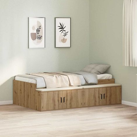 Cama con almacenamiento Roble artisan 90 x 200 cm