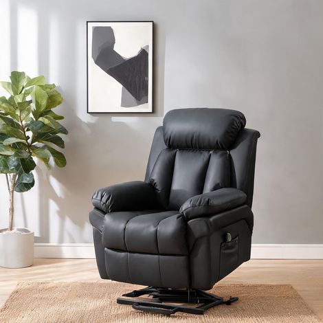 Fauteuil relax électrique releveur 96 x 93 x 105 cm simili noir (1/5)