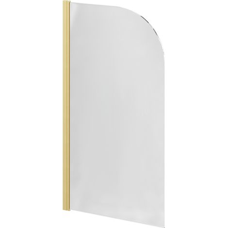 Colore Round Brushed Brass 770mm Single Section Bath Shower Screen (1/5)