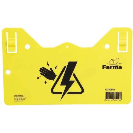 Plaque de signalisation attention clôture électrique 260 x 150mm plastique robuste jaune recto verso Panneau Avertissement Danger Prévention
