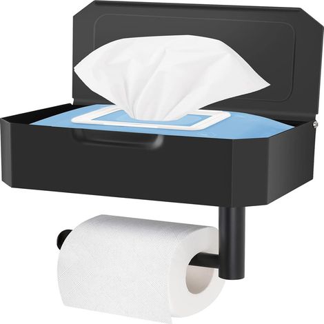 Porte-papier toilette sans perçage avec compartiment pour lingettes humides (1/4)