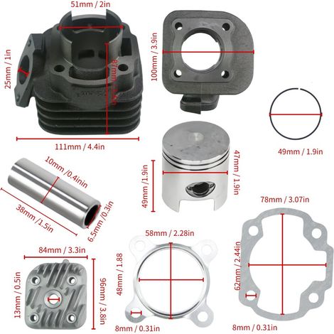 Yamaha JOG70 47mm cylinder modification kit, parts for 70cc motorcycle cylinder kit, 10mm bolt (1/4)