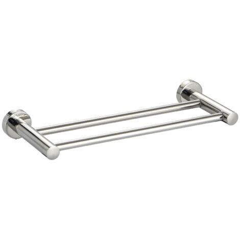 Porte-Serviettes Double Porte Serviettes de Salle de Bain 40CM 2 Barres Porte Serviette Mural Acier Inoxydable SUS304 Finition Brossé