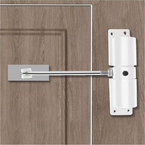 Kit d'ouvre-portes automatiques Ferme-porte à ressort de sécurité Serrure de porte automatique, charnières plus étroites en alliage d'aluminium, charnière à fermeture douce for les clôtures de porte (1/5)