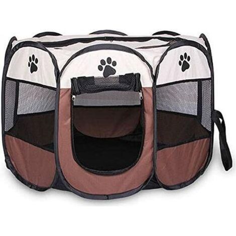 Tente pliable et portable pour animaux de compagnie - Cage pour chien ou chat - Parc à chiots - Utilisation simple - Enclos octogonal - 74 x 74 x 43 cm (1/5)