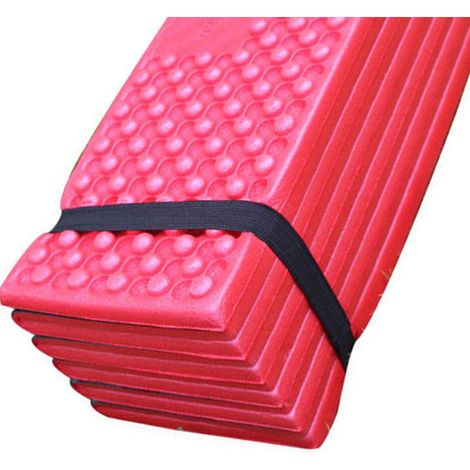 Tapis de couchage pliable, PVC souple, double couche épaisse, tapis de couchage en forme d'œuf, adapté au camping en plein air, rouge et noir, 186x57 cm. (1/5)