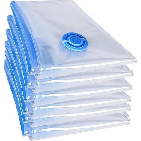 Lot de 6 sacs sous vide XXL 100x70cm – Double fermeture éclair – Valve à fermeture répétée – Pour vêtements, couettes et literie (1/4)