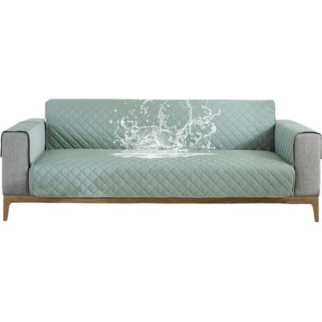 Housse de canapé en une pièce imperméable et antidérapante pour animaux (vert clair, 2 places) Housse de canapé avec accoudoirs (1/4)