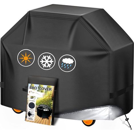 Grillabdeckung aus robustem 420D Oxford-Gewebe, UV- und reißfest, universell für Gasgrills, Maße 145 x 61 x 117 cm – strapazierfähig und wasserdicht, schwarz (1/5)