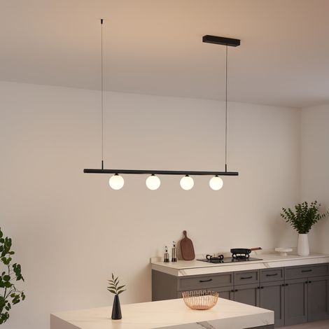 Schwarze Pendelleuchte Magnetsystem mit 4 Glaskugeln LED 12W - Lyne
