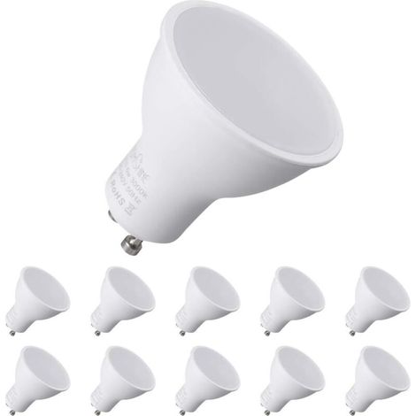 Ampoules LED GU10, 7W équivalent Ampoule Halogène 70W, 550ml, Blanc Chaud 3000K, 120°Larges Faisceaux, Ampoules LED Spot, Lot de 10 [Classe énergétique A++] [Classe énergétique F]