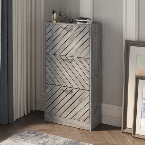 Meuble à chaussures à 3 abattants,108cm H étagère à chaussures, bascule à chaussures, coffre à chaussures à 3 compartiments Longueur 57x largeur 24 x hauteur 108 cm (1/5)
