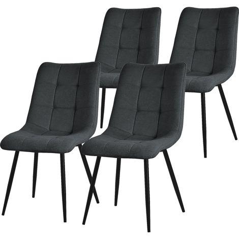 ML-Design Set di 4 Sedie per Sala da Pranzo Antracite Poltrona da Soggiorno con Rivestimento in Tessuto Gambe in Metallo Nero Sedia da Cucina con Schienale Poltrone Imbottite per Ufficio