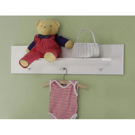 Etagère murale avec crochets mélaminé blanc Kenan (1/5)