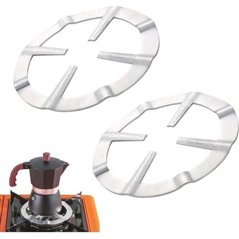 2-teilige Moka-Kanne-Halterung, Edelstahl-Moka-Kanne-Halterung für Gasherde, runder Gasreduzierring aus Metall, Reduzierring für Kaffeemaschinen zum Kochen – 13,4 °C
