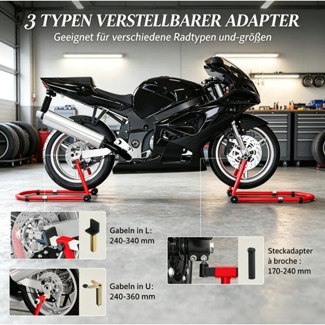 Cavalletto da officina moto 43x35x68 cm in acciaio rosso modulabile FloraGrace (1/5)