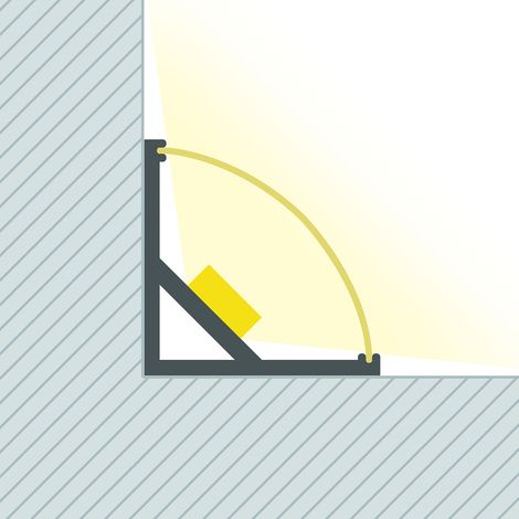 Profilé Aluminium Angle Rond avec Capot Continu pour Ruban LED jusqu'à 10 mm Aluminium 2 m Transparente (1/2)